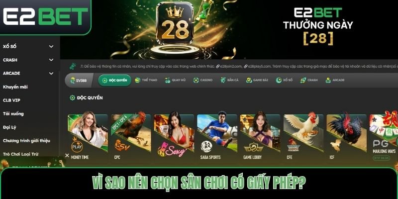 Vì sao nên chọn sân chơi có giấy phép?